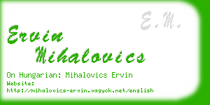 ervin mihalovics business card